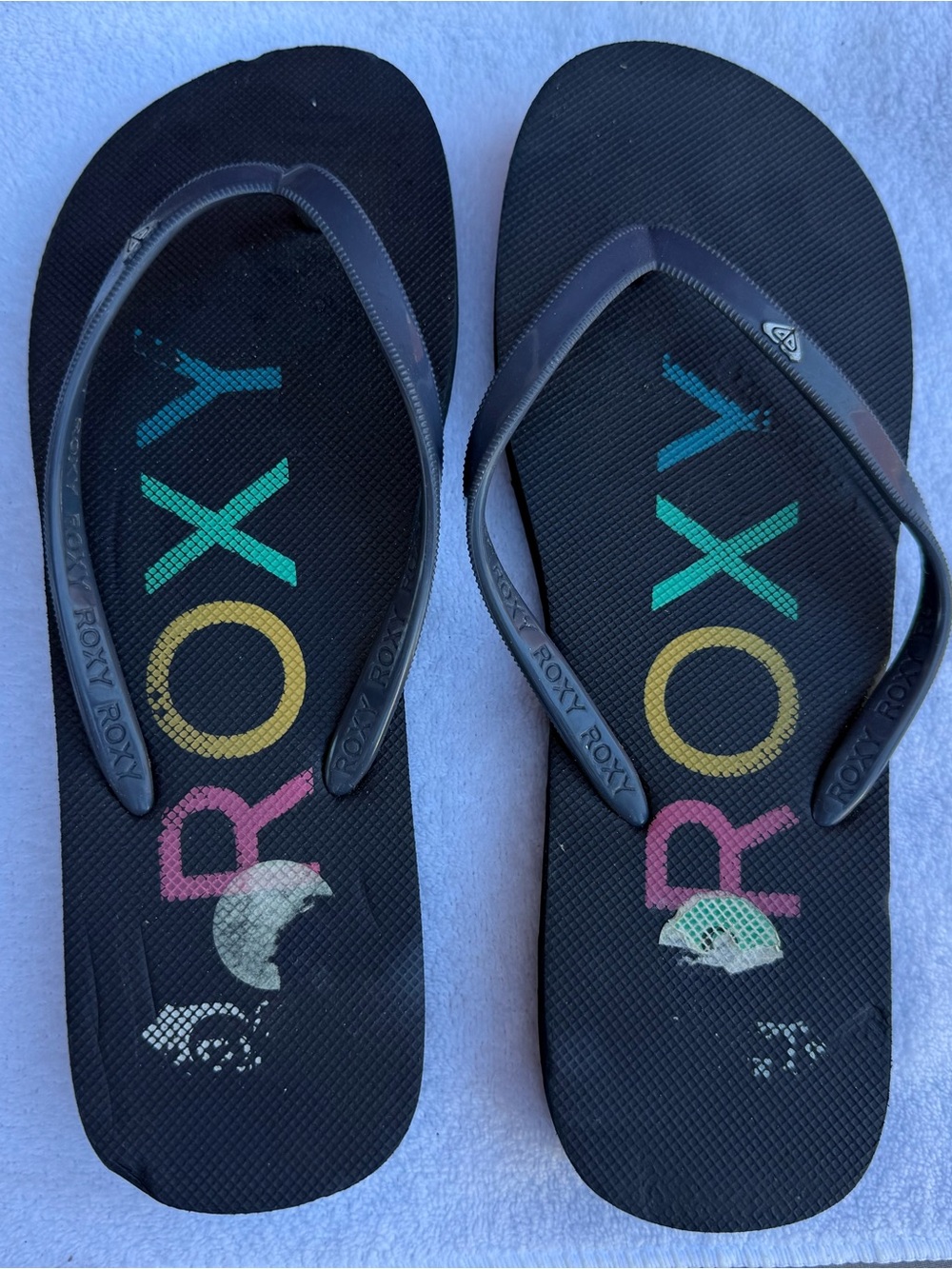 Roxy Melon III Black Multicolor Flip Flops Womens Size 8